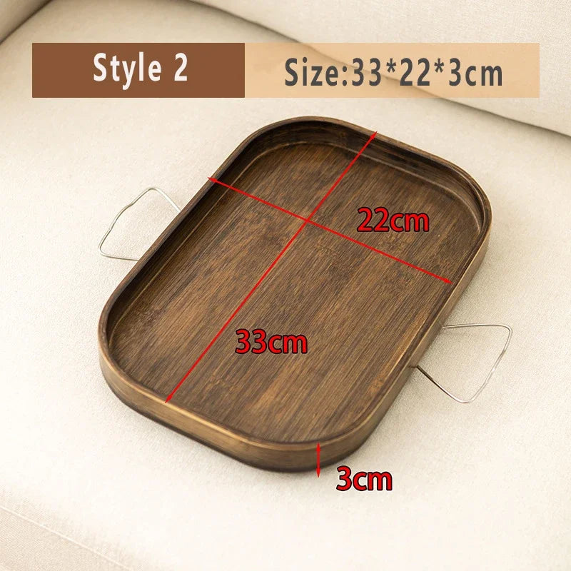 Bamboo Dried Fruit Plate Tray, Simple Mobile Small Tea Table, Modern Coffee Corner Table